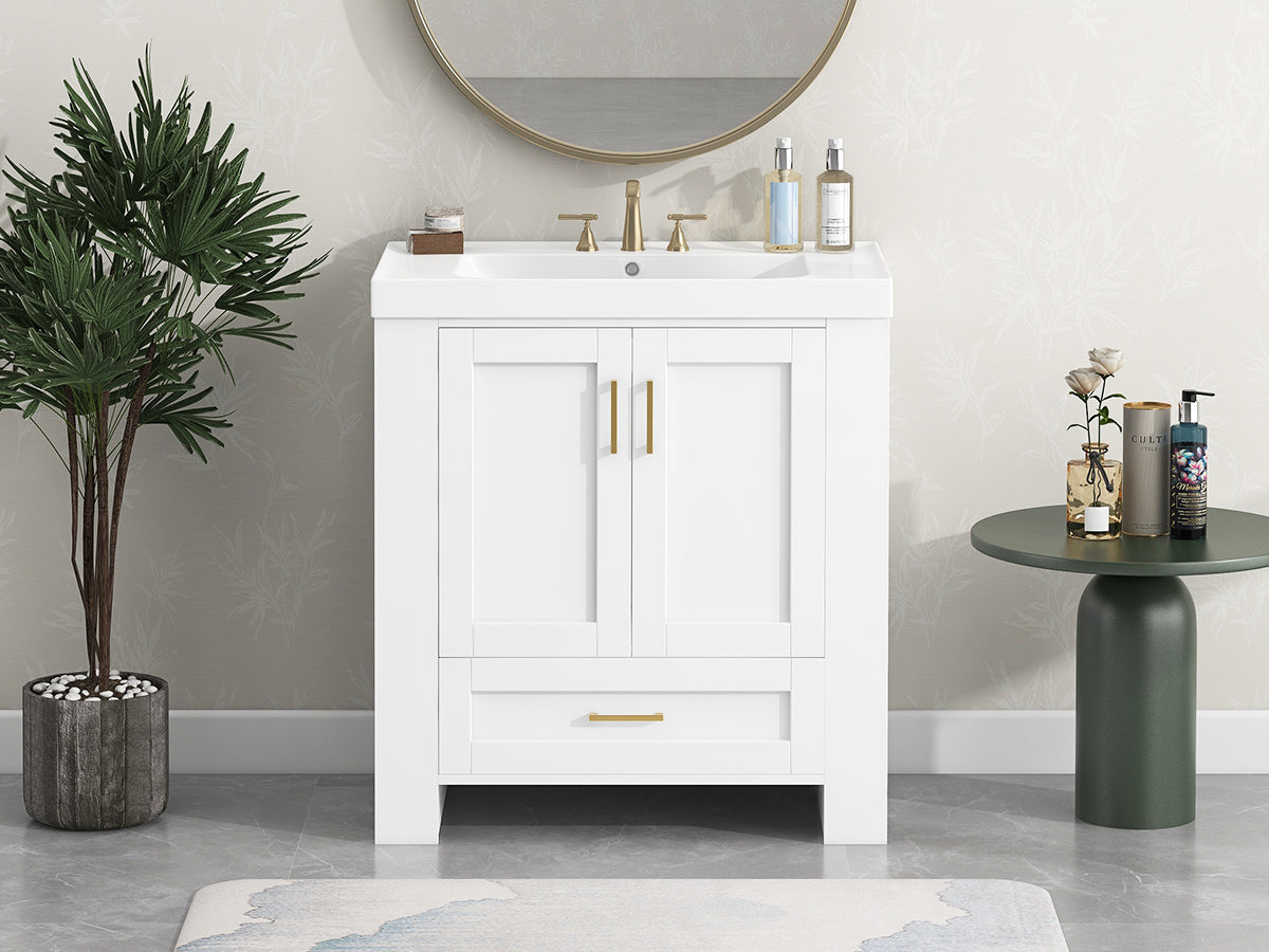 Sleek Modern Double-Shelf Bathroom Vanity with Sink