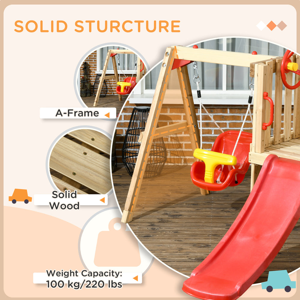 Adventure Zone: All-in-One Wooden Swing Set for Kids