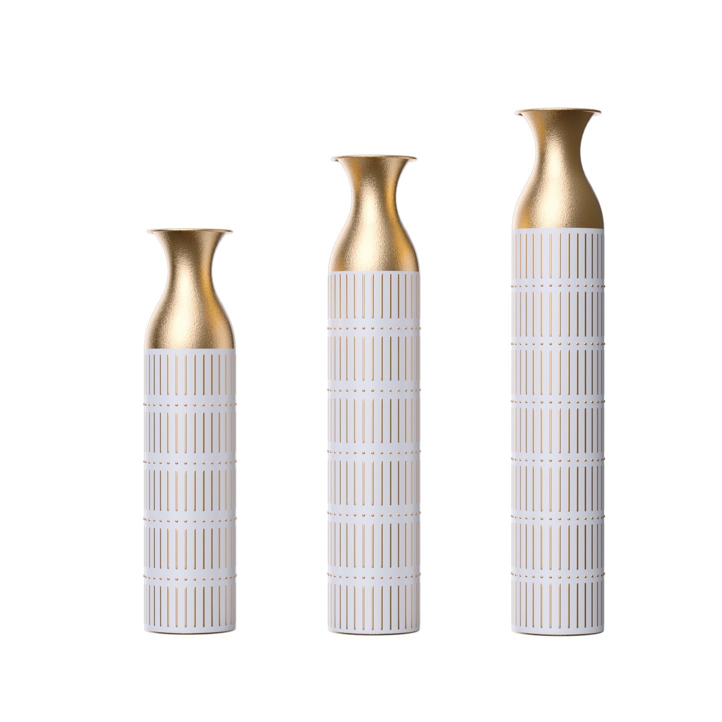 Chic Glazed Metal Vases Set