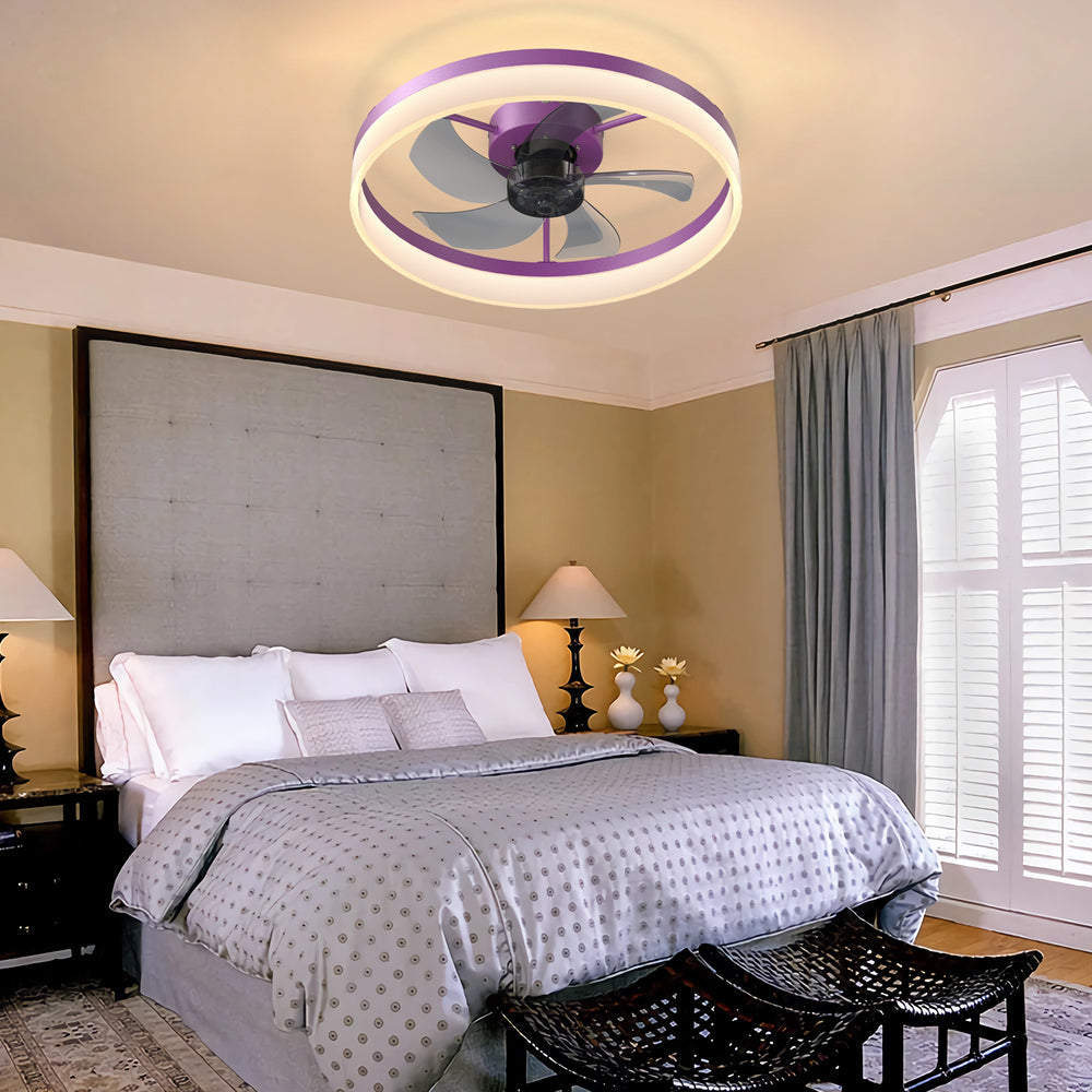 Dimmable LED Ceiling Fan - Modern Aura in Purple