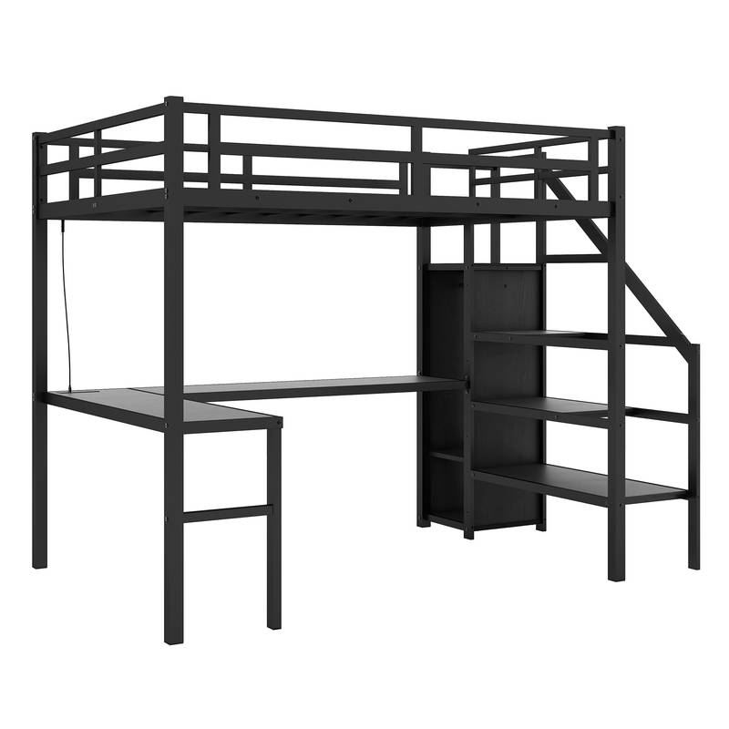 MaxLoft Bed with Desk & USB - Sleek Space Saver for All Ages
