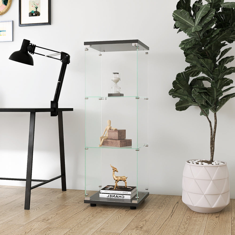 Chic Black Glass Display Cabinet