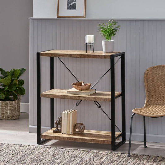 Rustic Iron & Wood Shelf Stand