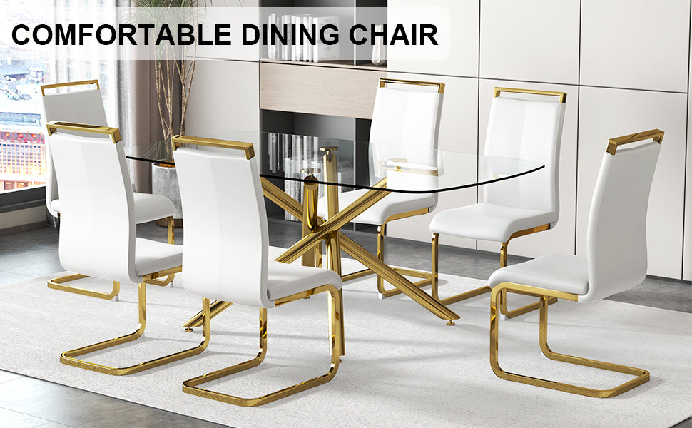 Sleek Glass Dining Table with Chic Metal Legs