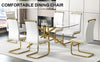 Sleek Glass Dining Table with Golden Touch