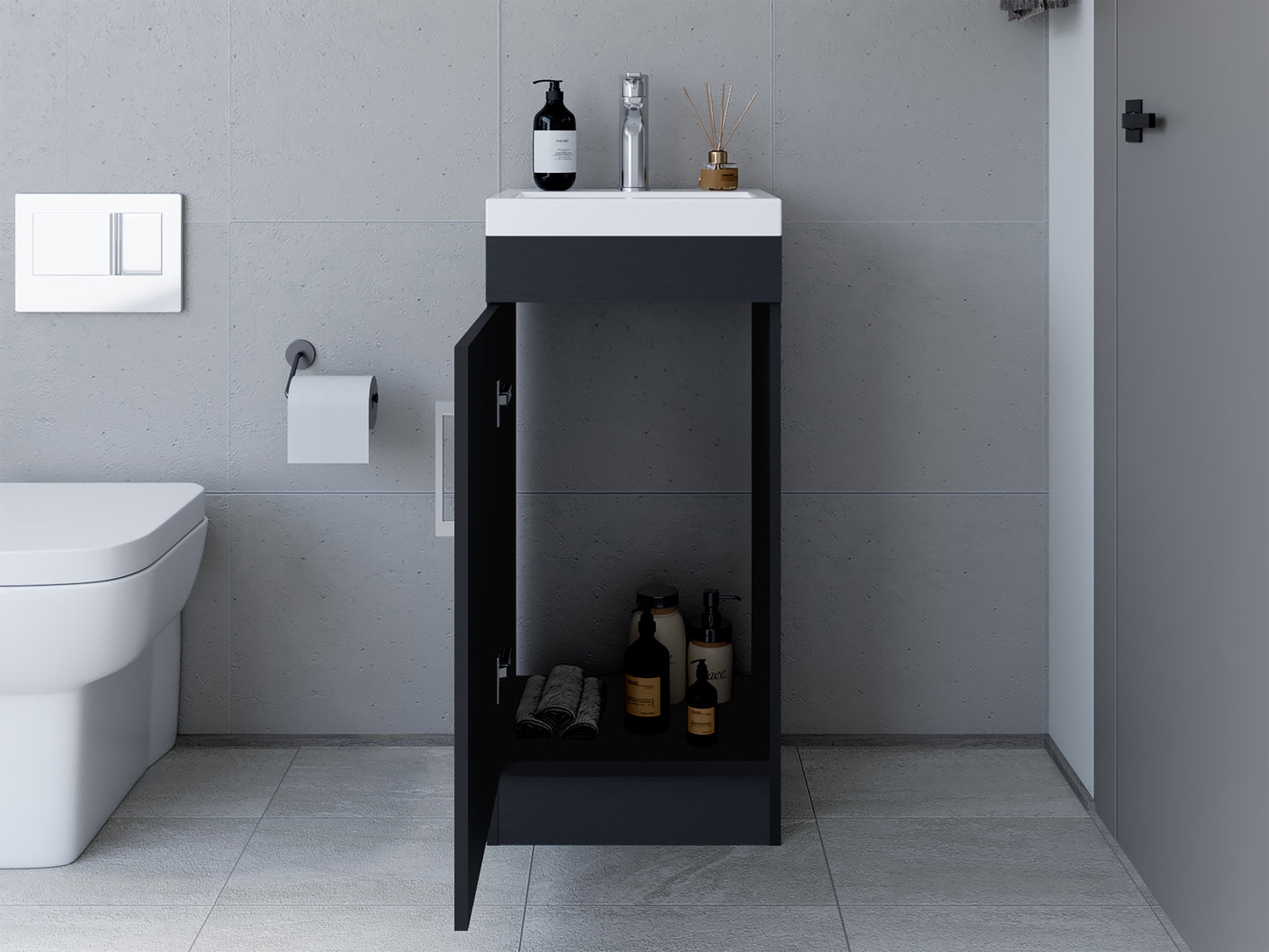 Sleek Black Bathroom Sink Vanity