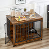 Rustic Dog Den & Side Table with Feeding Bowl