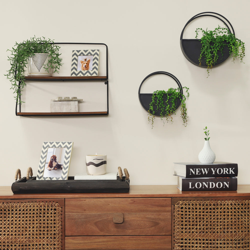 Stylish Black Wall Planters Pair