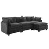 Chic L-Shape Chenille Sofa with Ottoman & Pillows