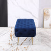 Chic Blue Velvet Bench with Gold Legs