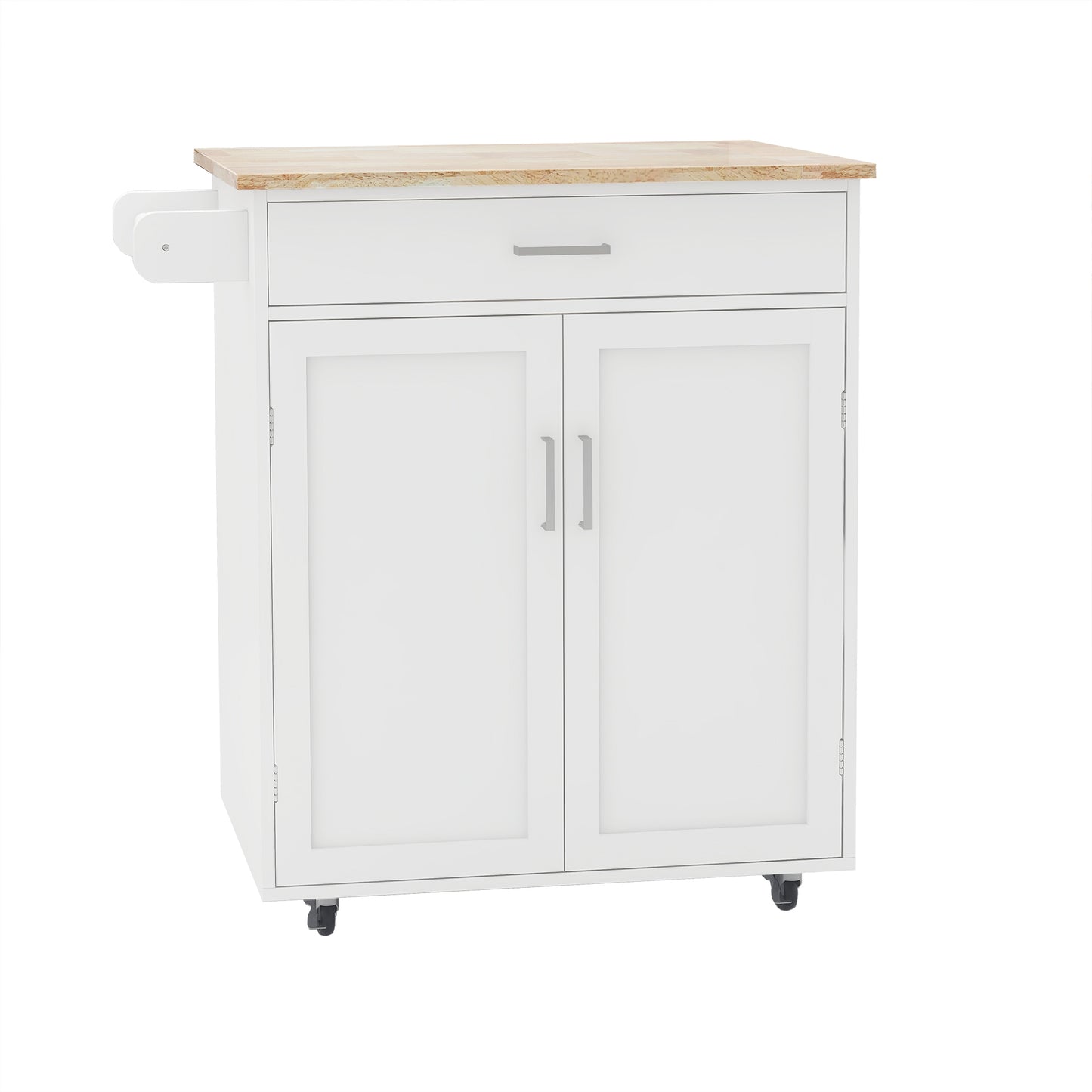 Rolling Kitchen Island Cart with Adjustable Shelves and Towel Rack