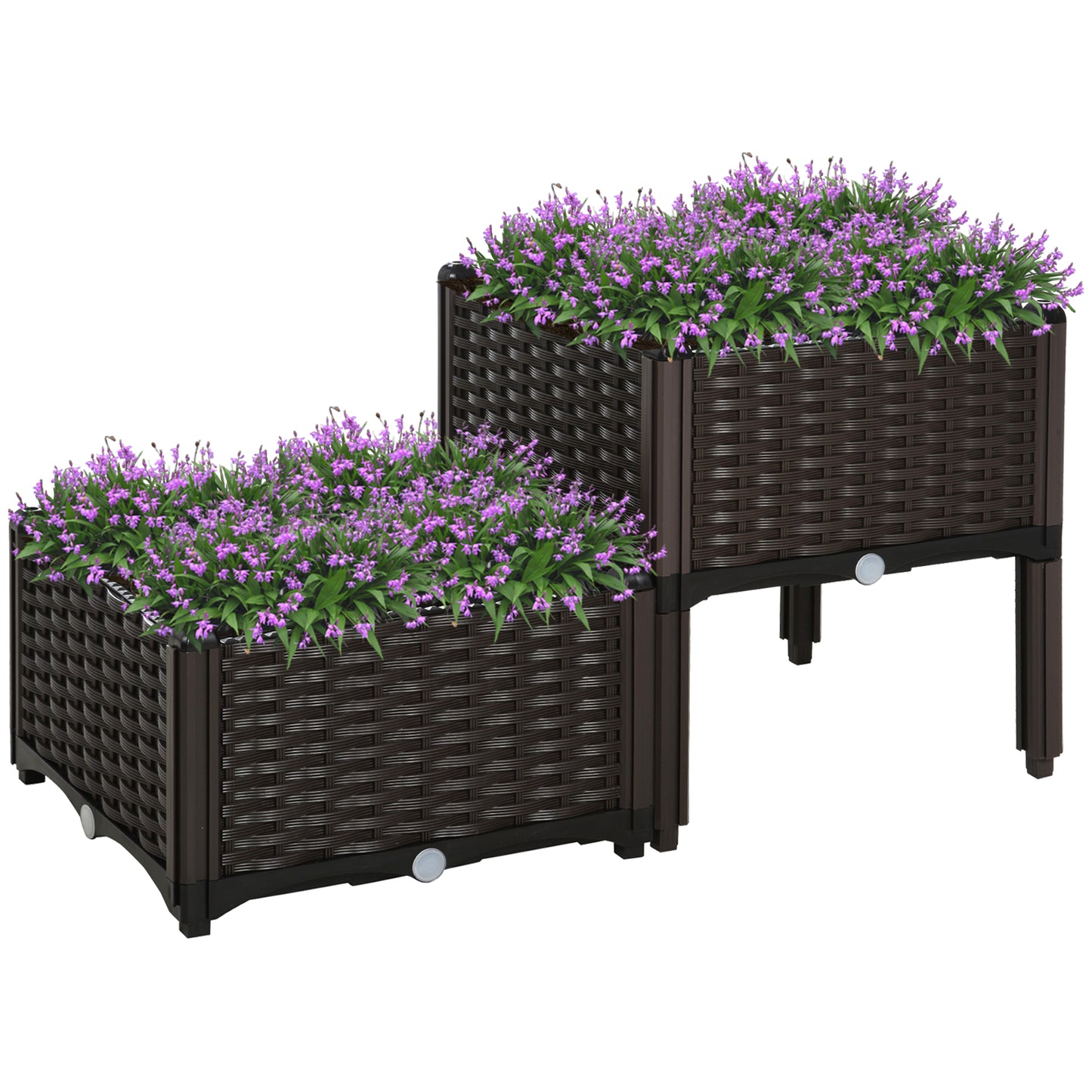 Easy Garden Elevated Planter Box - Self-Watering Gray Bed for Flowers & Herbs