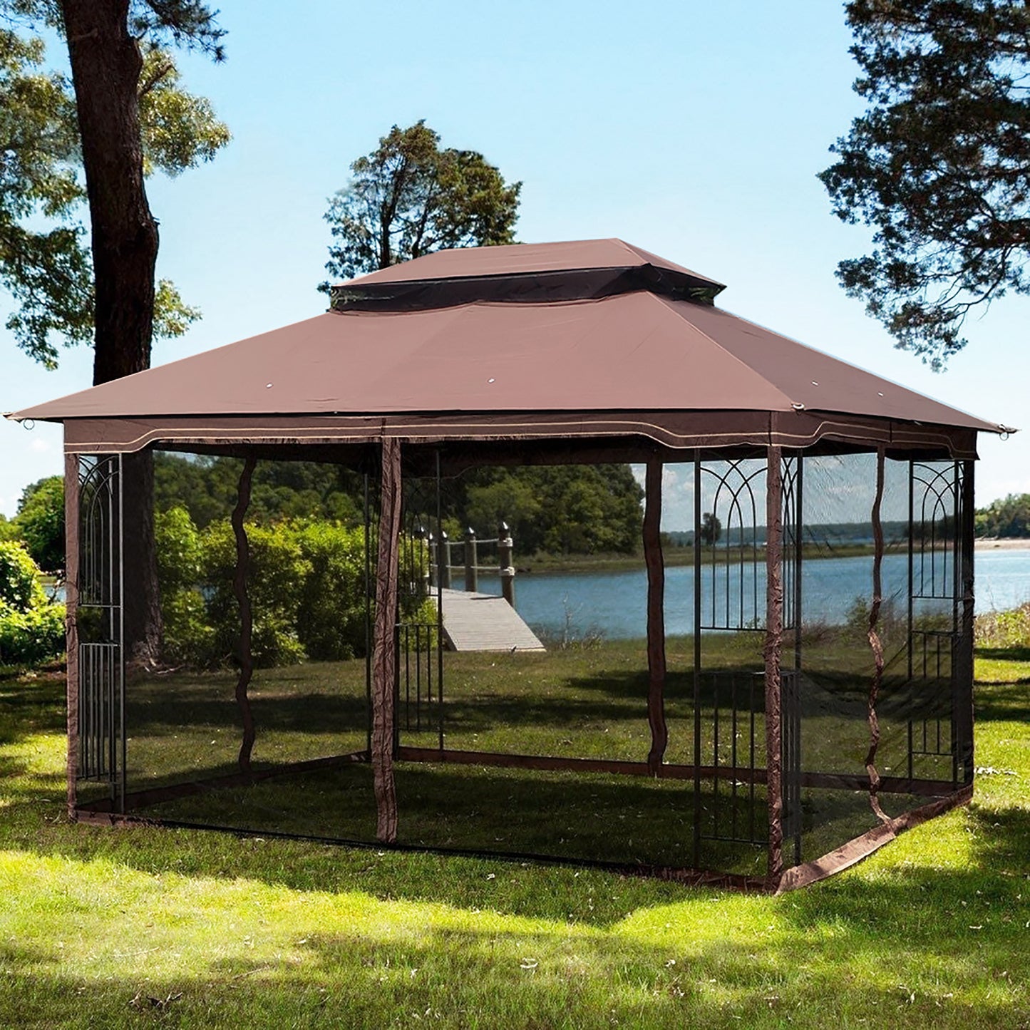 Cozy Garden Gazebo with Ventilated Roof & Mosquito Net