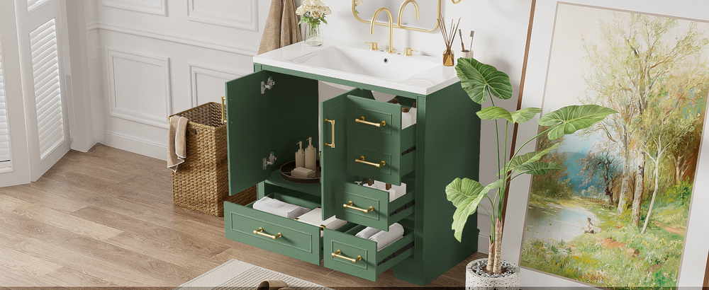 Charming Green Bathroom Vanity Set with Resin Sink