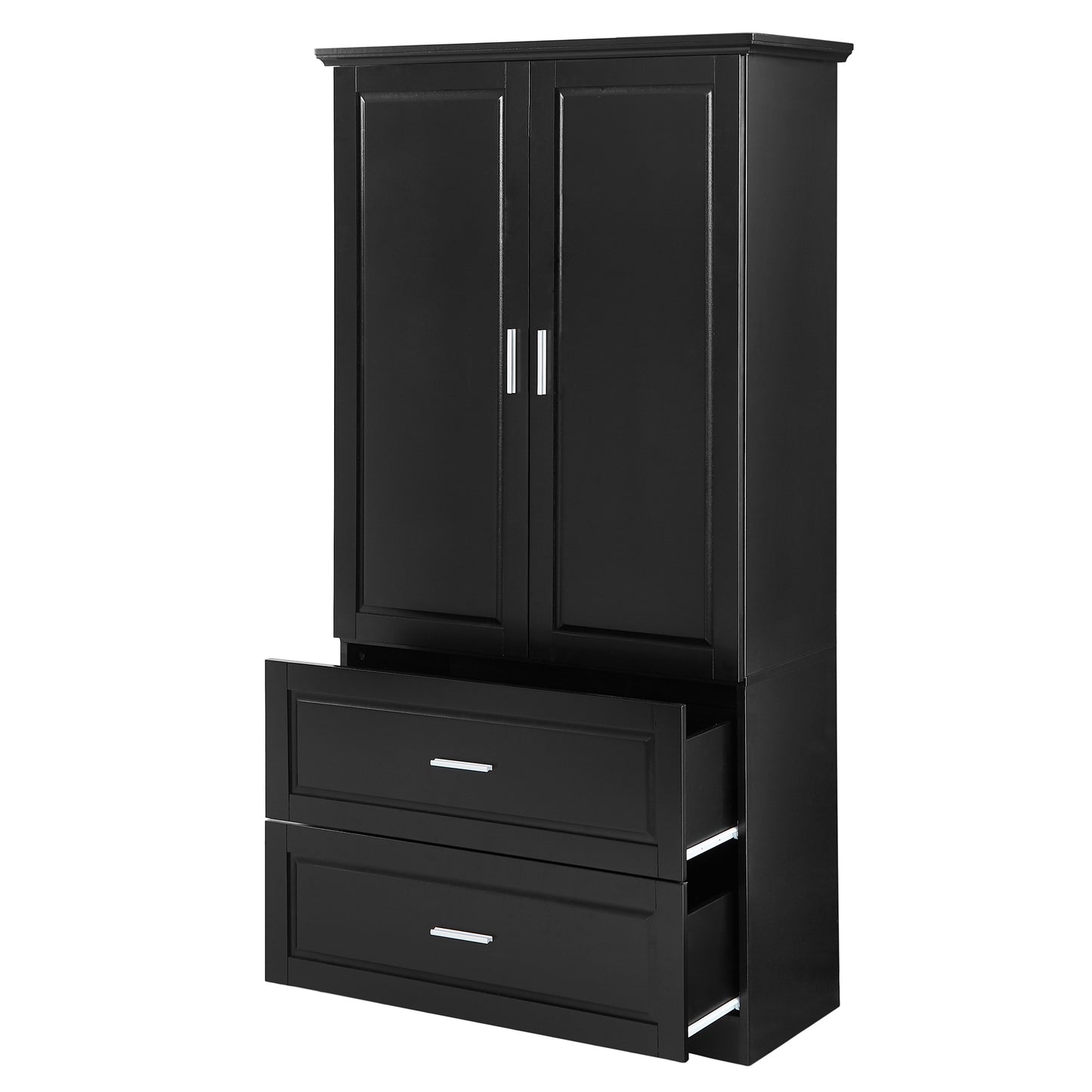 Sleek Black Bathroom Storage Cabinet with Adjustable Shelves