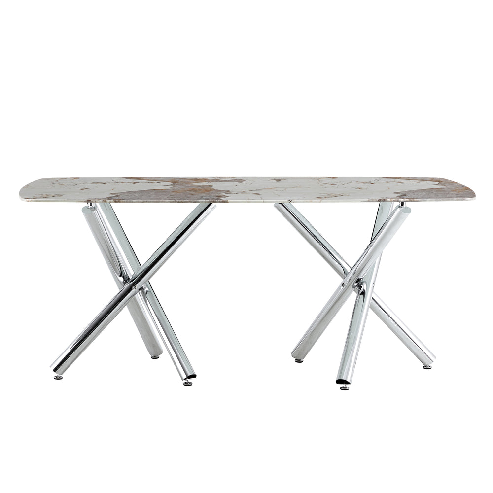 Chic Marble-Top Dining Table