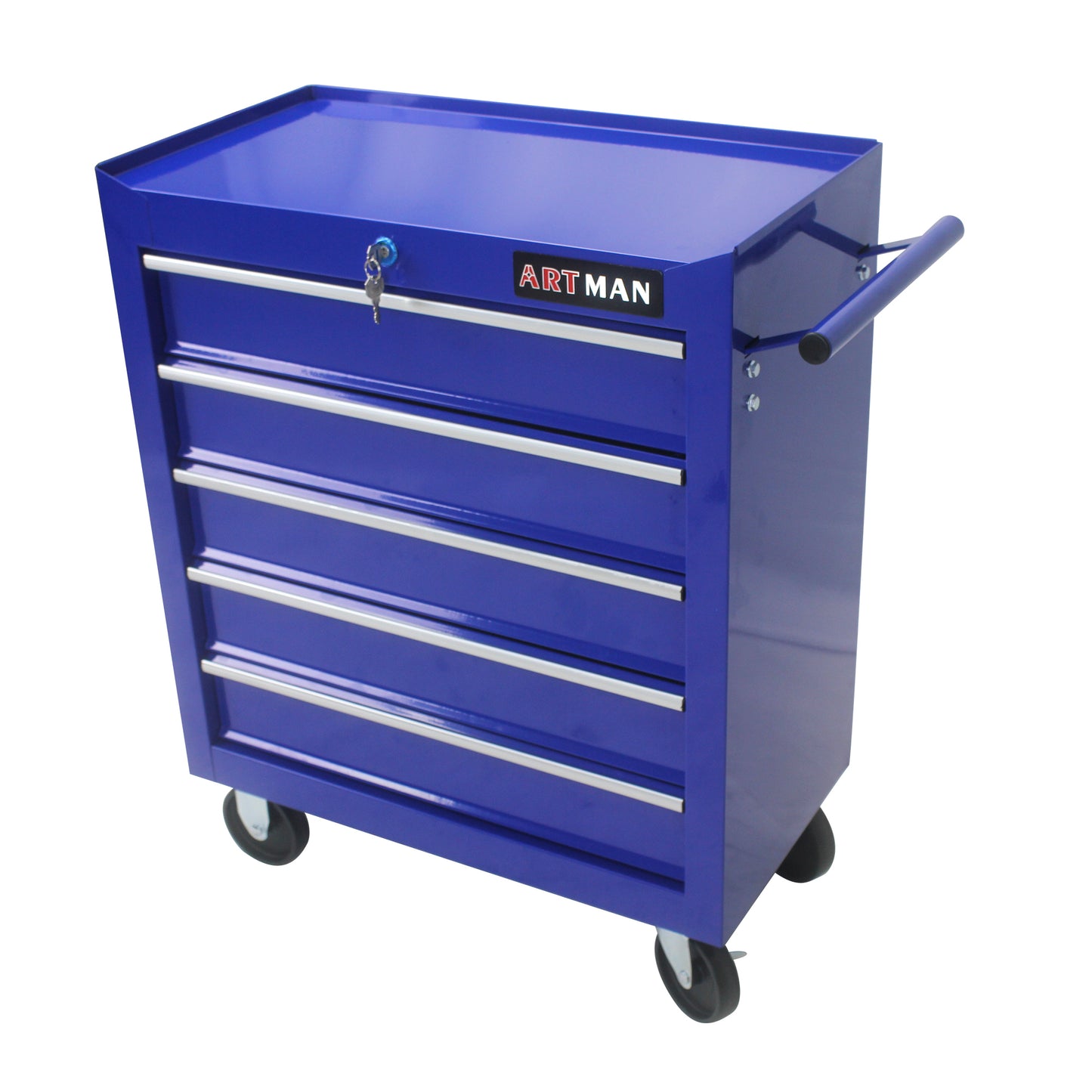 Blue Rolling Tool Cart with 5 Drawers