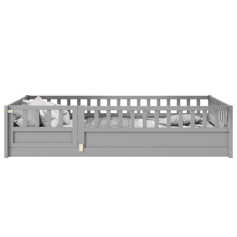 Cozy Montessori Twin Floor Bed with Safety Barrier