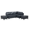 Cozy Blue L-Shaped Corner Sofa with Storage Ottomans