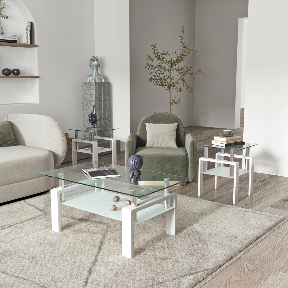 Chic Glass Side Tables Set