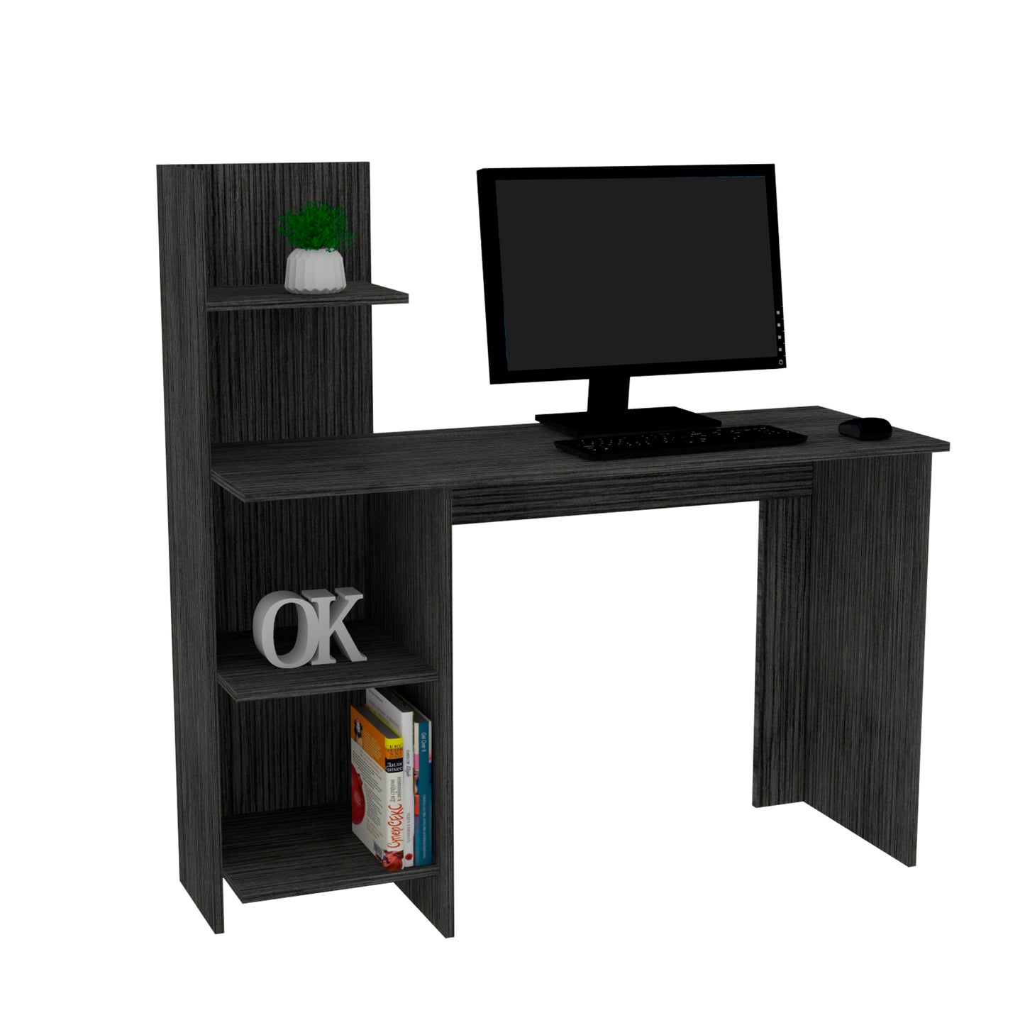 Wichita Light Gray Desk with Four Shelves