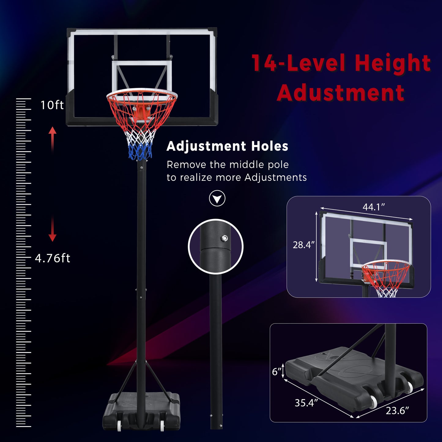 Glow-Up Adjustable Basketball Hoop - Play Day or Night!