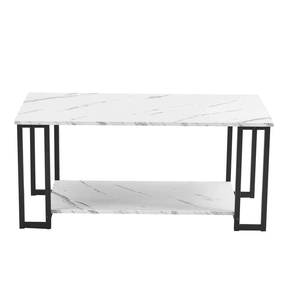 Sleek Marble & Iron Coffee Table