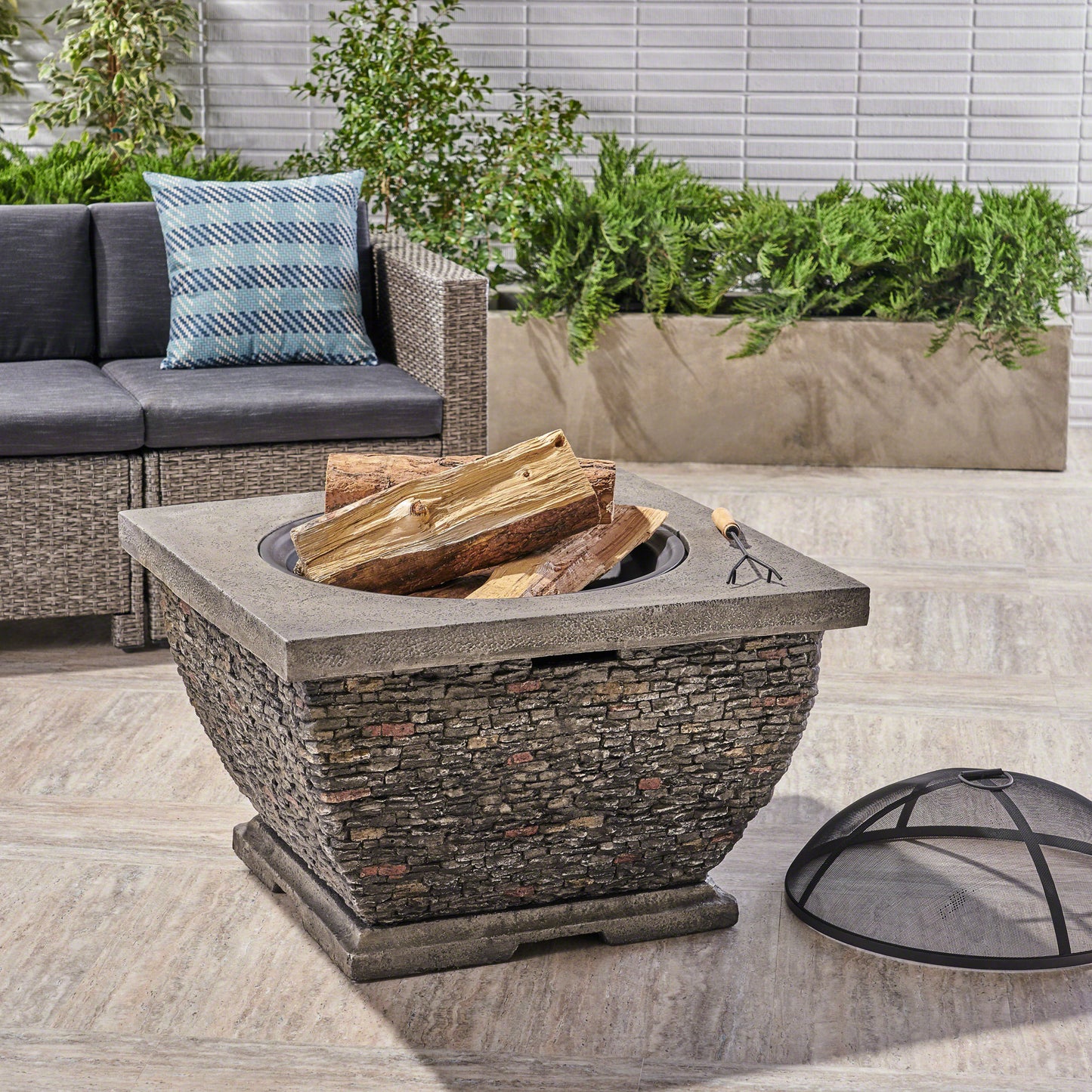 Cozy Grey Square Fire Pit