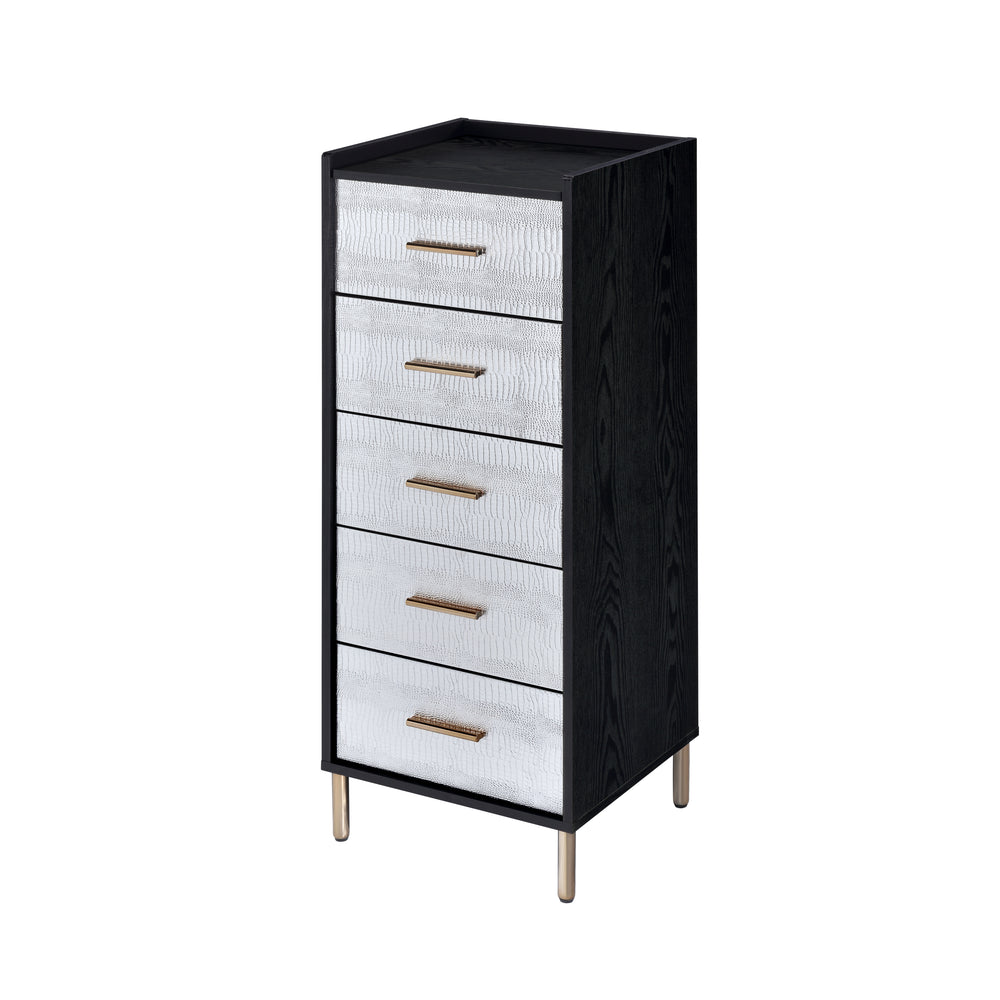 Chic Myles Jewelry Armoire in Black and Gold