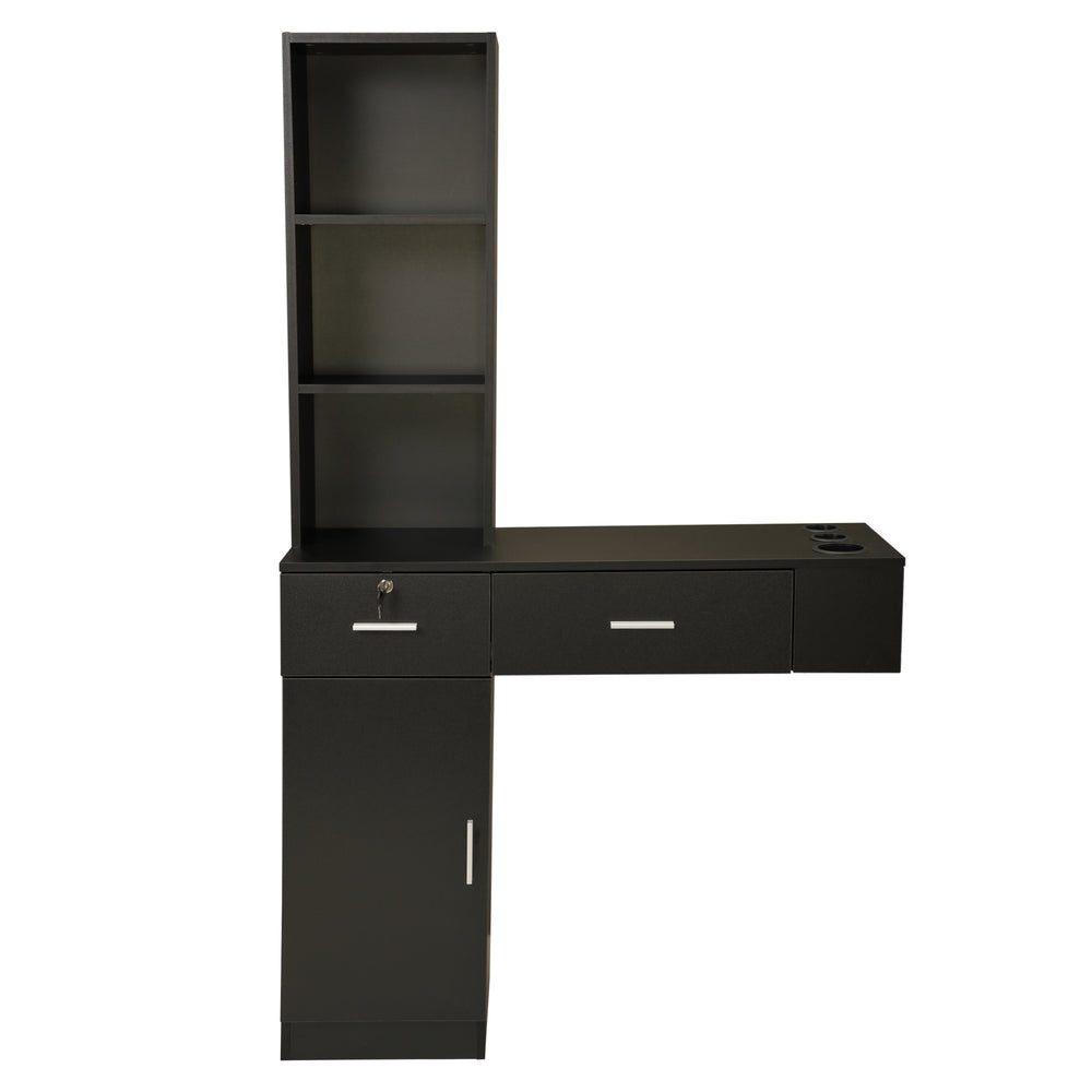 Chic Wall-Mounted Barber Station with Lockable Drawer and Shelf