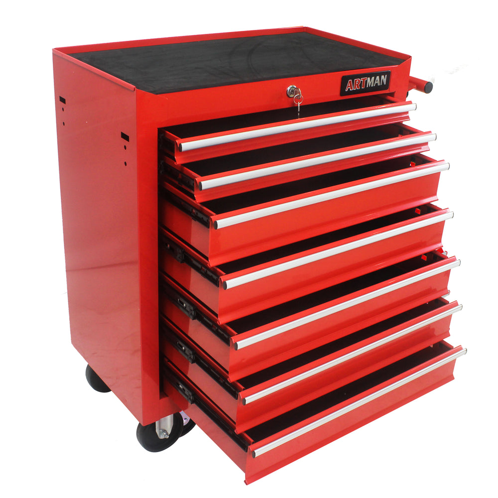 Rolling Red Tool Cart with 7 Drawers