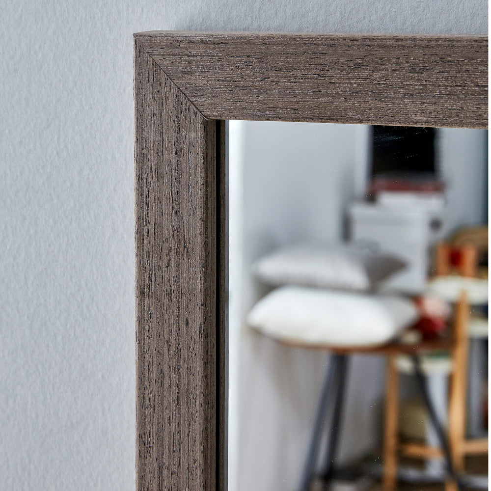 Elegant Gray Wood Framed Full-Length Mirror