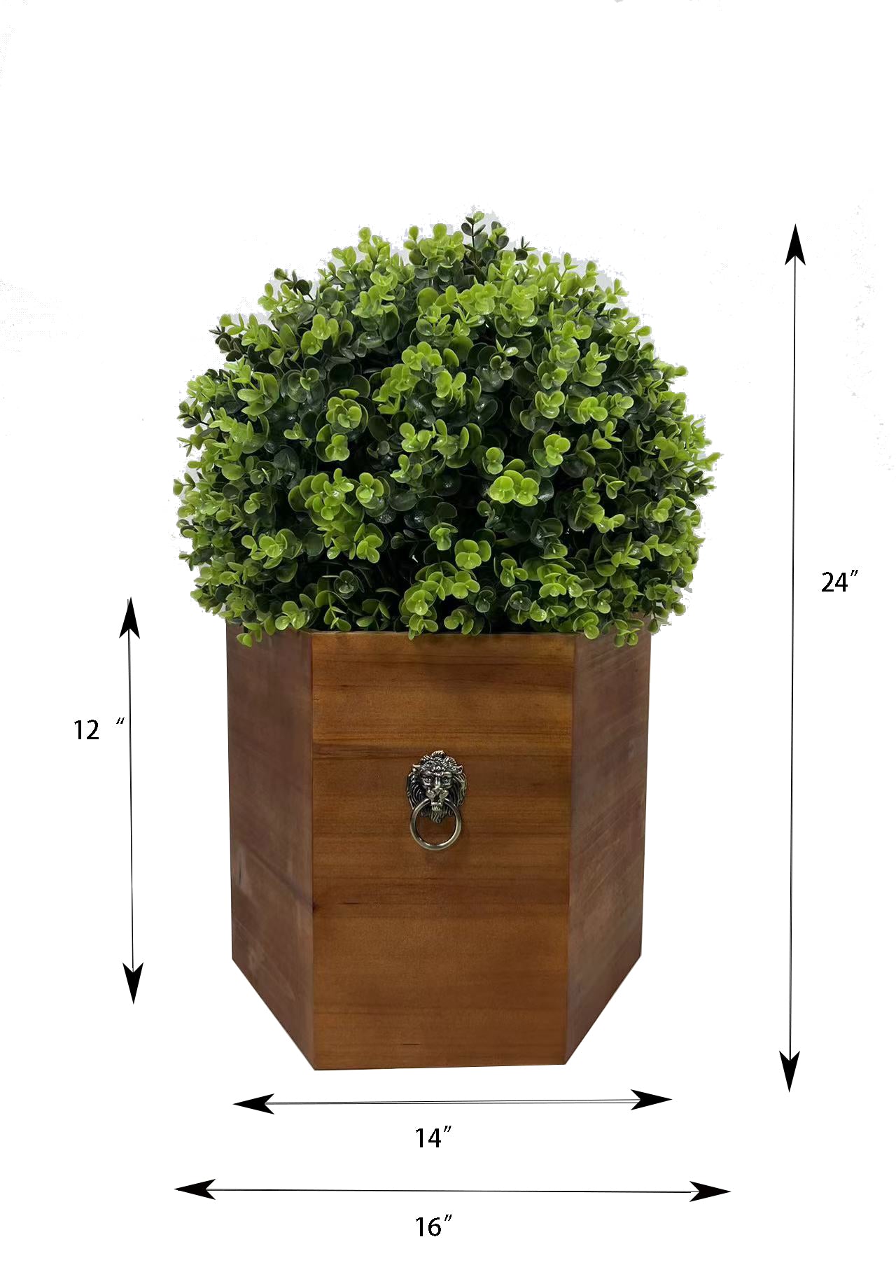 Charming Faux Topiary in Rustic Redwood Pot