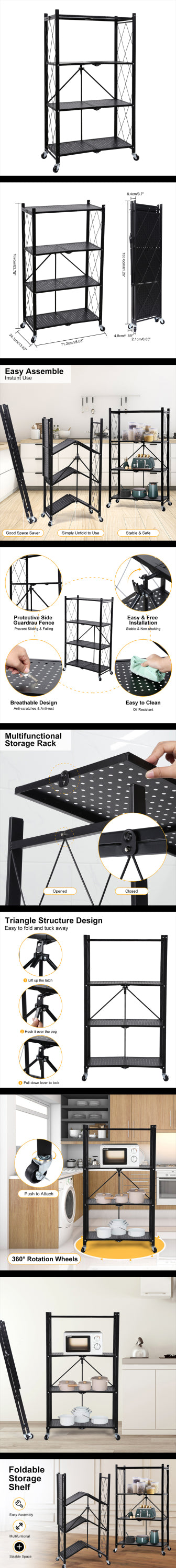 SmartFold Heavy-Duty Rolling Storage Rack