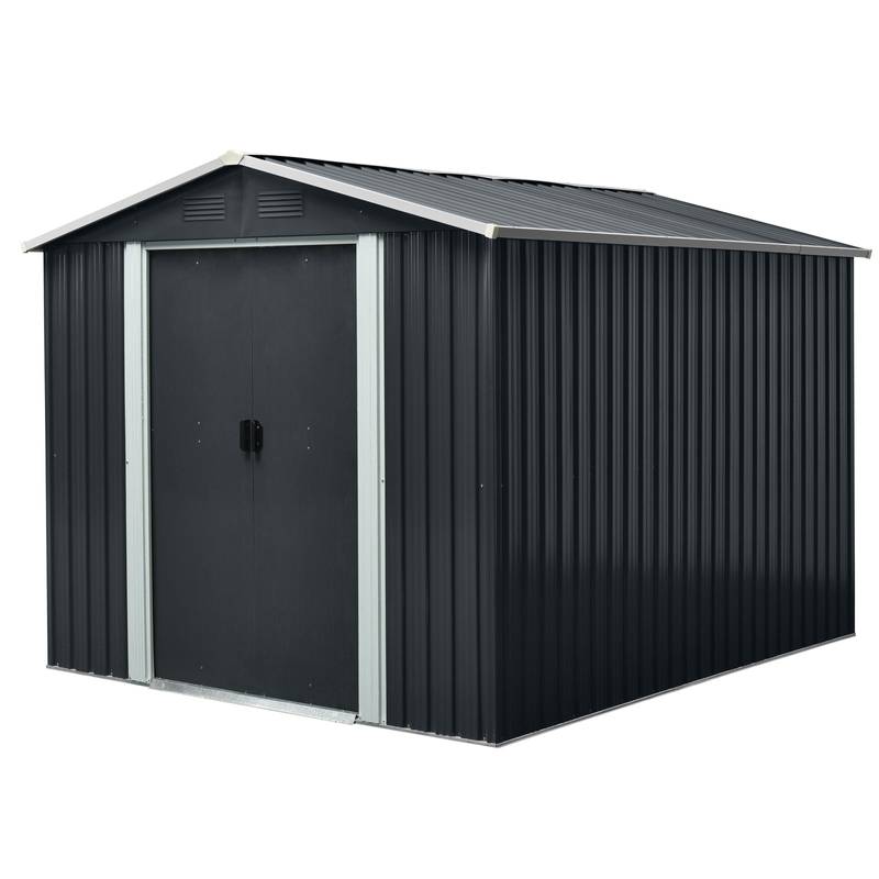 Spacious Black Outdoor Metal Storage Shed