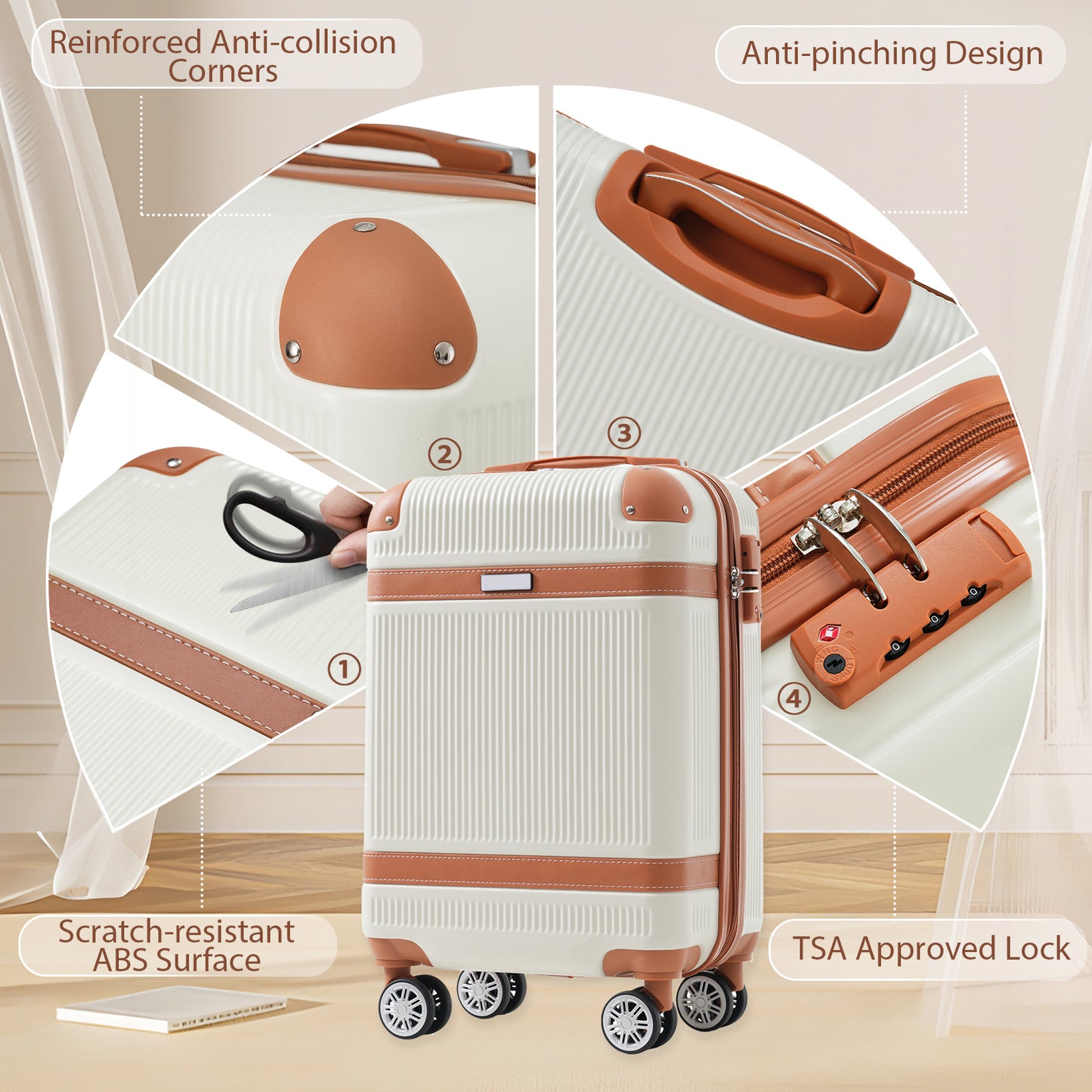 Travel Light Hardshell Luggage Set - Stylish & Secure White Suitcase