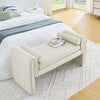 Chic Beige Linen Storage Stool