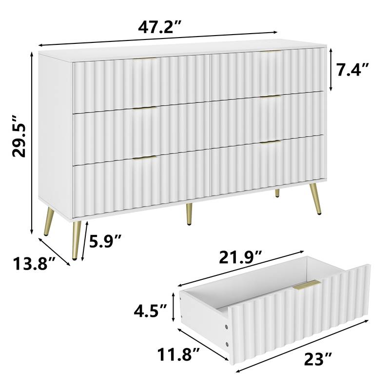 Sleek White 6-Drawer Storage Chest