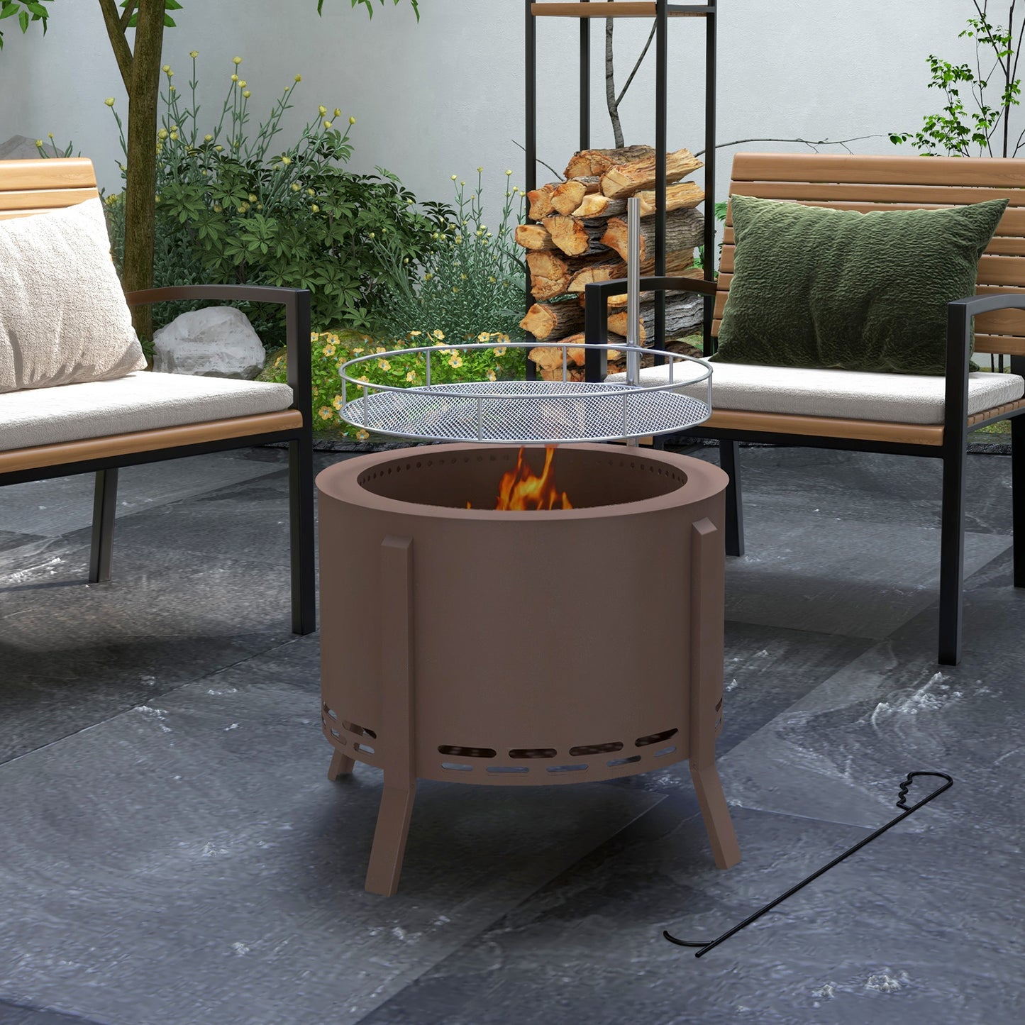 Outsunny Smokeless Fire Pit & Grill – The Ultimate Portable Bonfire Solution!