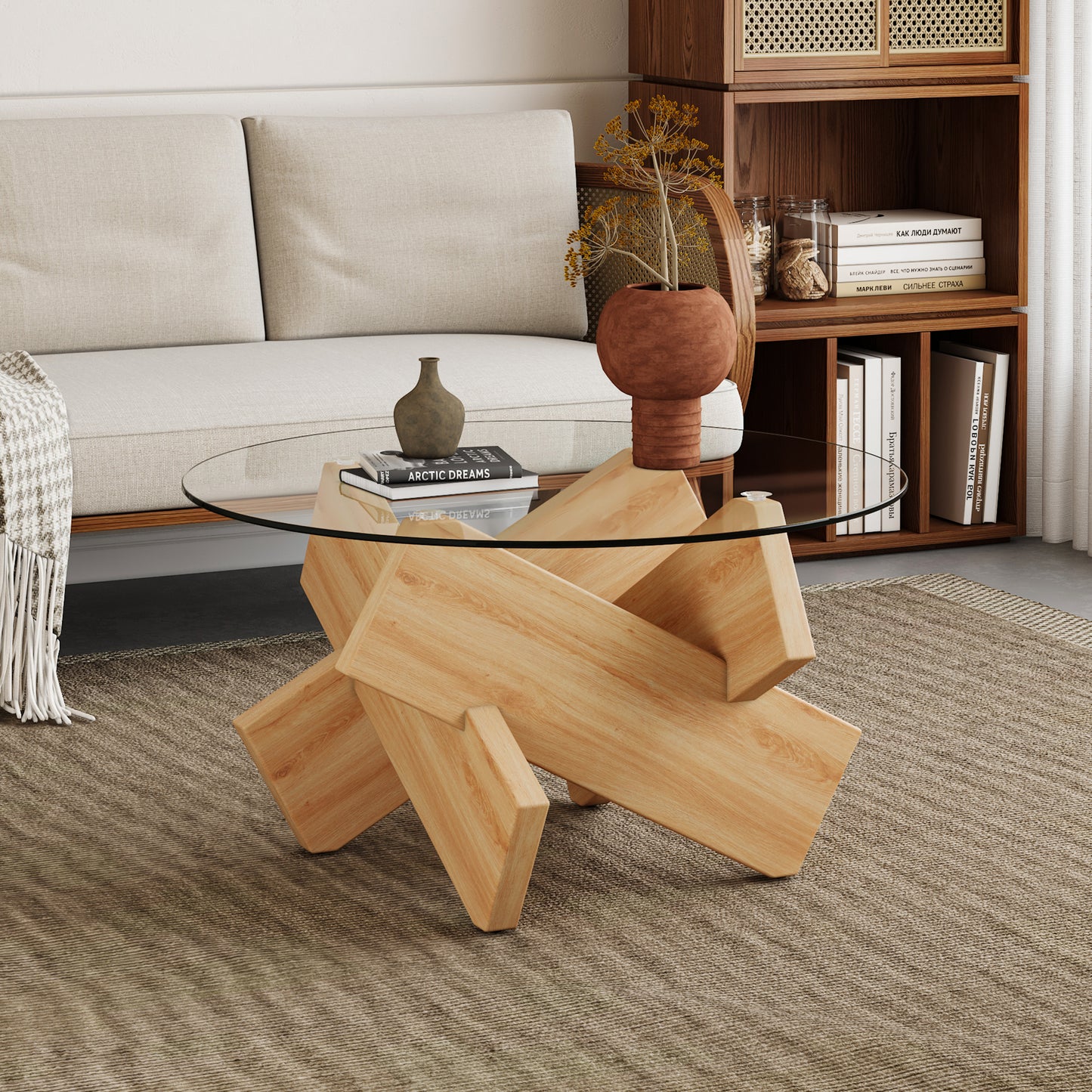 Chic Round Glass Coffee Table