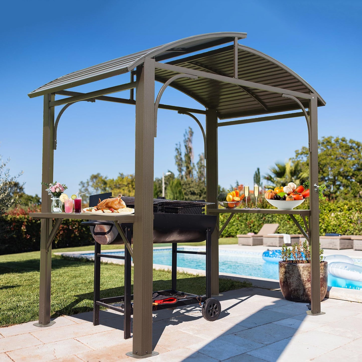 Ultimate BBQ Canopy with Side Shelves