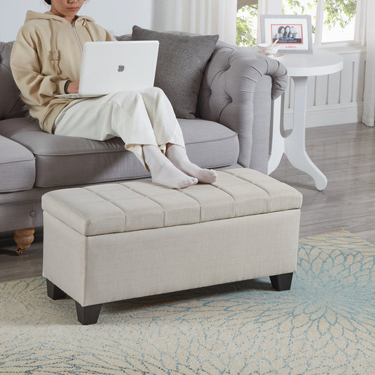 Cozy Storage Bench in Light Beige