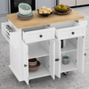 Versatile White Kitchen Island Cart with Storage & Locking Wheels