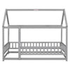 Cozy House-Style Twin Bed with Guardrails in Grey