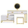 Chic Makeup Vanity with LED Light and Movable Cabinet