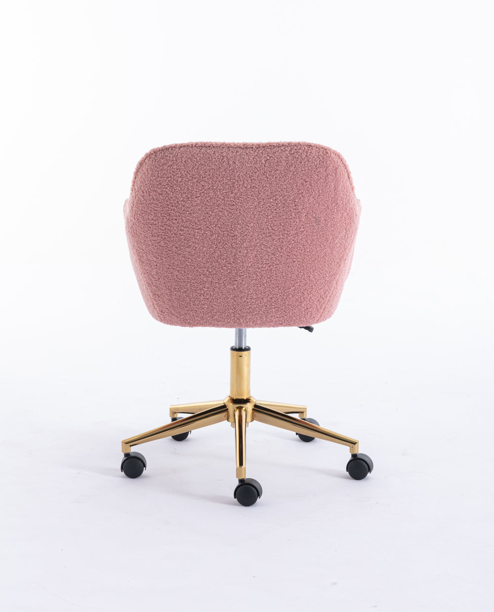 Chic Pink Teddy Swivel Chair with Gold Legs