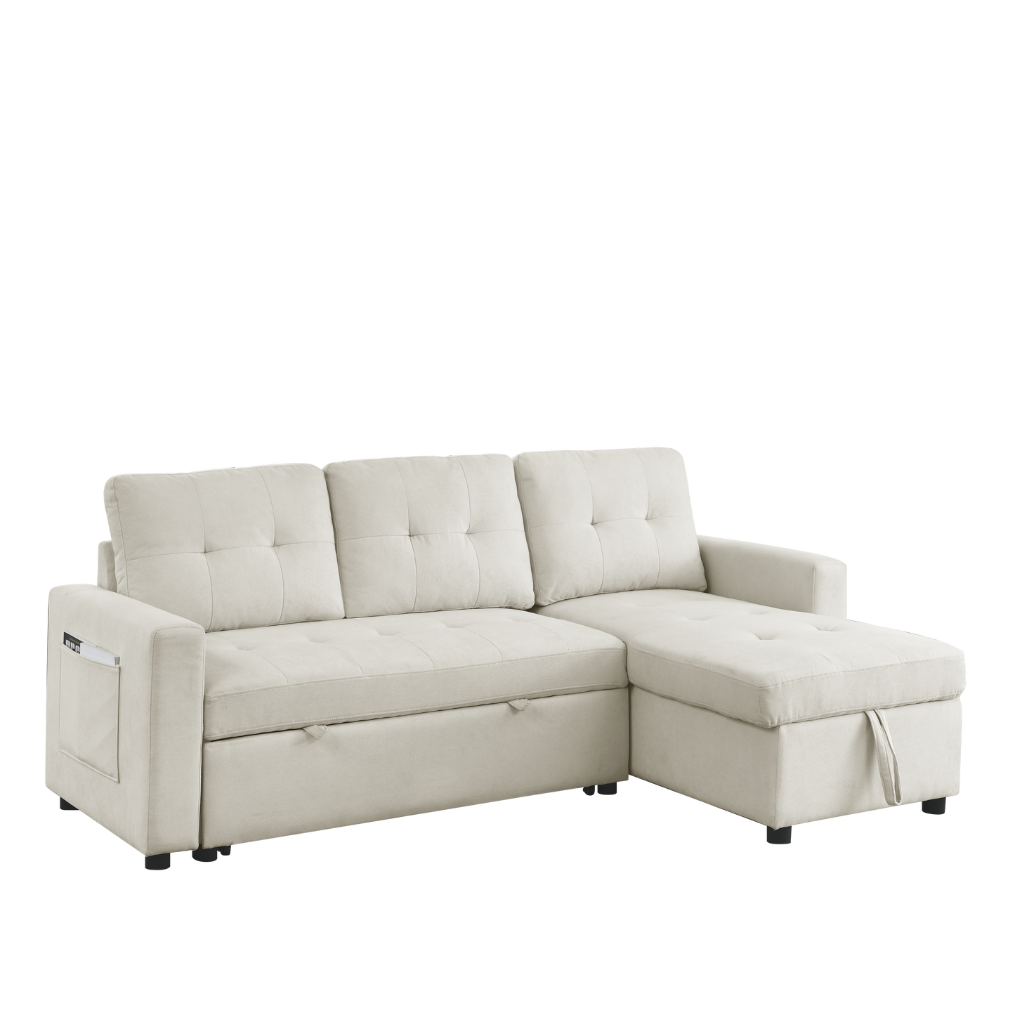 Cozy Reversible Sleeper Sofa with Storage Space