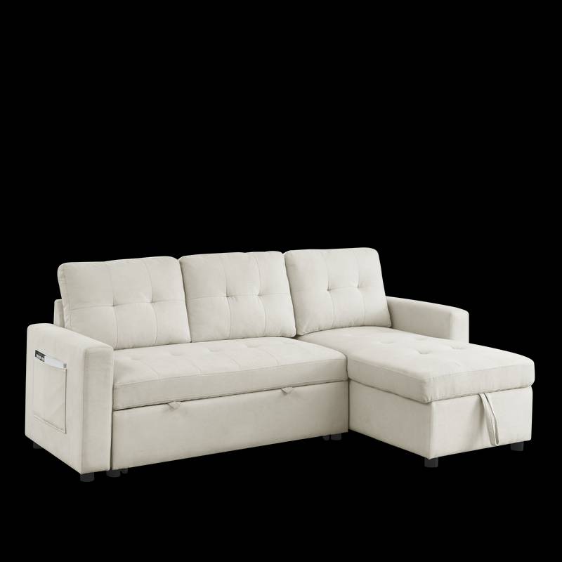 Cozy Reversible Sleeper Sofa with Storage Space