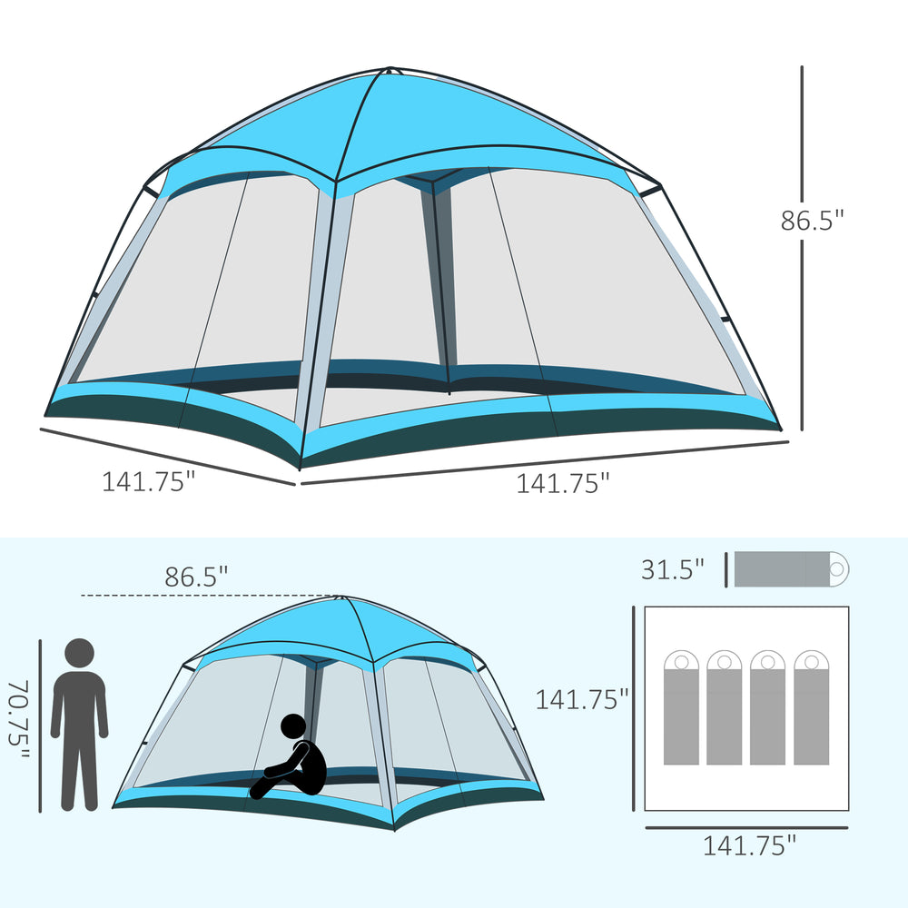 Sky Blue Screen House Tent for Camping and Travel