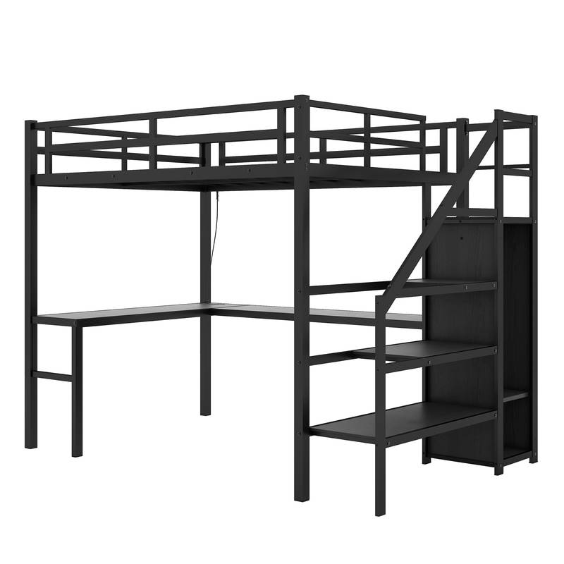 MaxLoft Bed with Desk & USB - Sleek Space Saver for All Ages